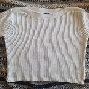 Quince White Ribbed Knit Sweater